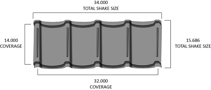 Algoma Metal Tile profile drawing with dimensions